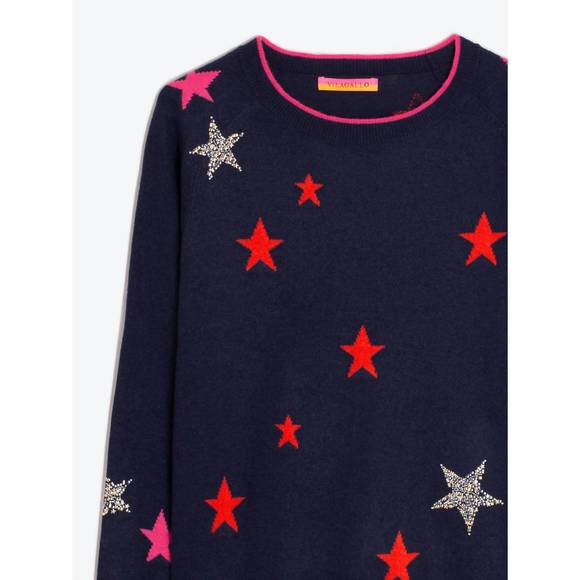 NEW VILAGALLO intarsia stars sweater in navy - Picture 4 of 4